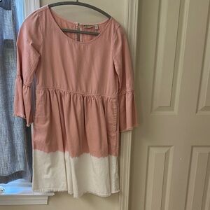 Pink and White Bell Sleeve Dress